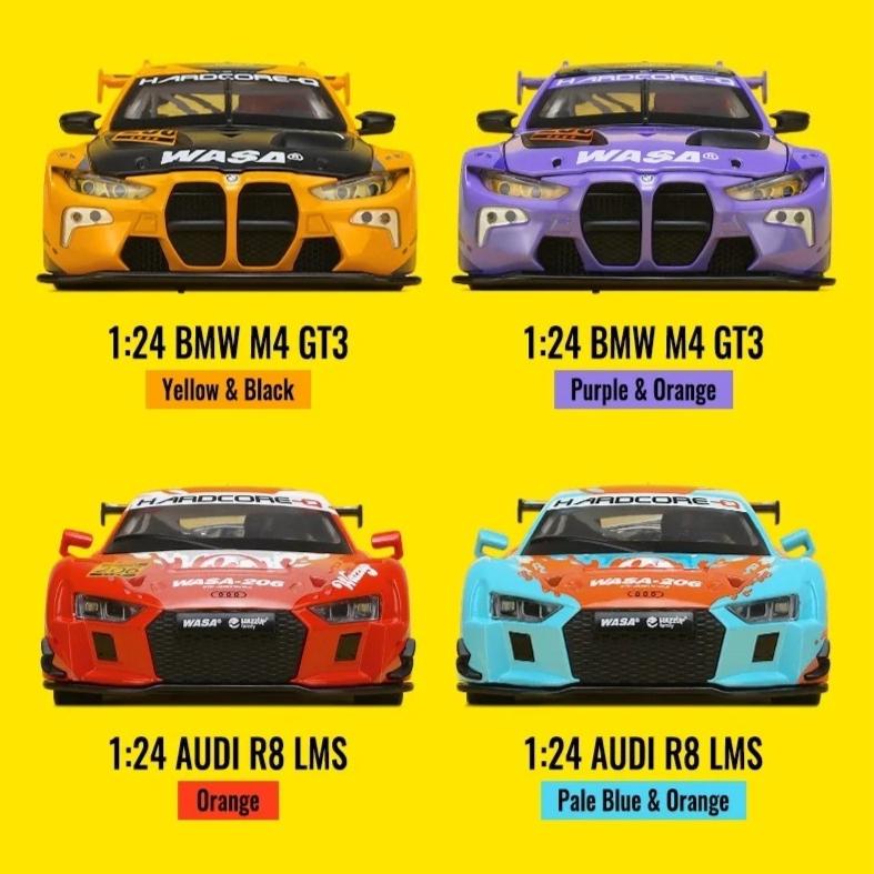 Масштаб 1/24 BMW M4 GT3 Серия WASA Литой металлический автомобиль из сплава Модель автомобиля DIY Дизайн Коллекция Декорация Бутик Модные подарки для мальчиков