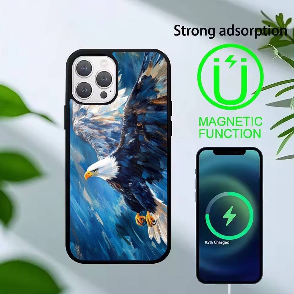 Cool Eagle Phone Case For iPhone17,16,15,14,13 Plus,Pro Max Magnetic For Magsafe Wireless Charging
