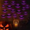 16 Pcs Lighted 3D Bat Sticker LED Halloween Bat Decorative Wall Sticker Light Up Glowing Bat Clings for Bedroom Window Wall Decor