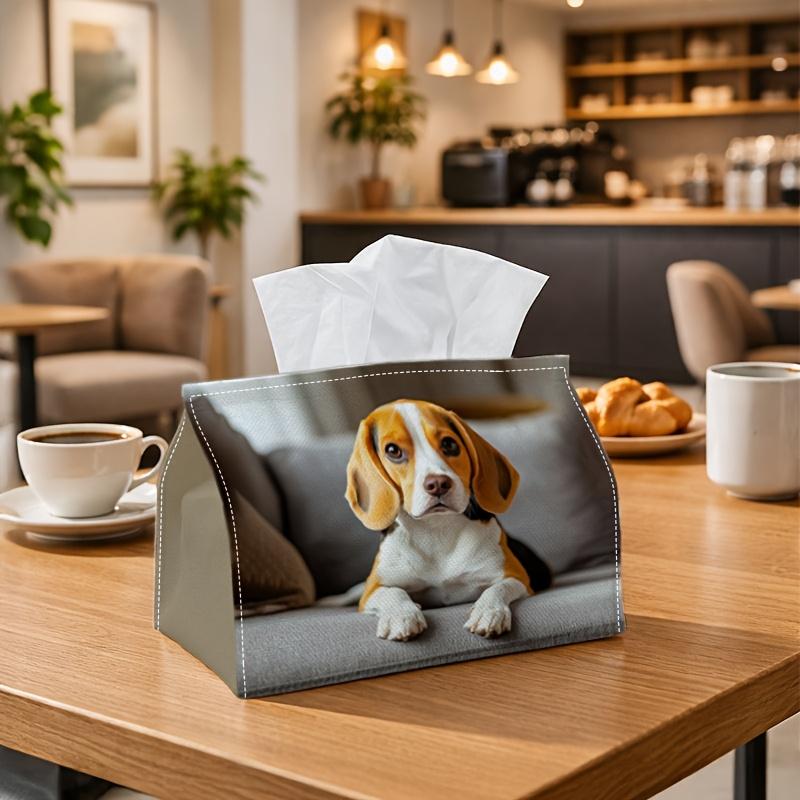 1pc Party Tissue Box,Modern Photography Dog,Multifunctional Tissue Holder,Beagle Puppy Cute Sofa,Outdoor Party Supplies, Everyday Desktop Tissue Stora