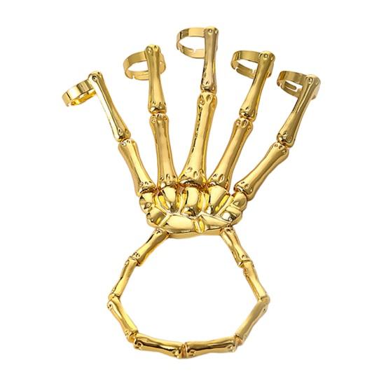 Браслет-кольцо со скелетом в стиле панк, браслет на Хэллоуин с черепом и пальцами, регулируемый цельный браслет для женщин и мужчин, кольцо на палец