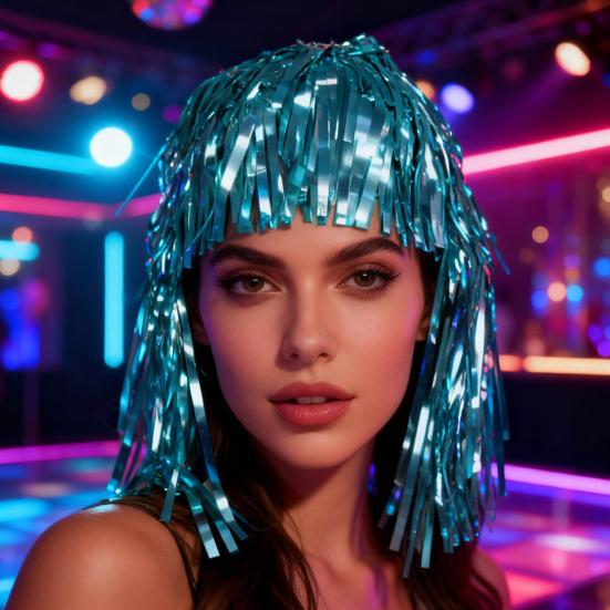 Yousheng Фольгированная мишура парики и маскарадный костюм диско-тематический наряд с бахромой и эластичной талией металлические косплей танцевальные принадлежности