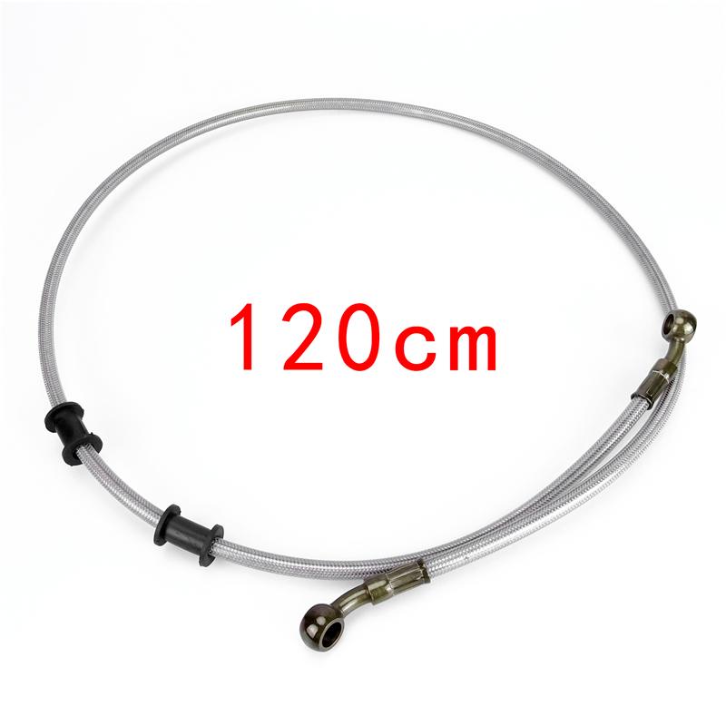 M10 50-120cm Motorcycle Dirt Bike Braided Line Steel Brake Hose Cable Hydraulic Banjo Pipe Universal Fit Racing