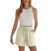 Women's Soft Cotton Linen Shorts Pockets Soft  Button Closure No Zipper Slim Fit Shorts