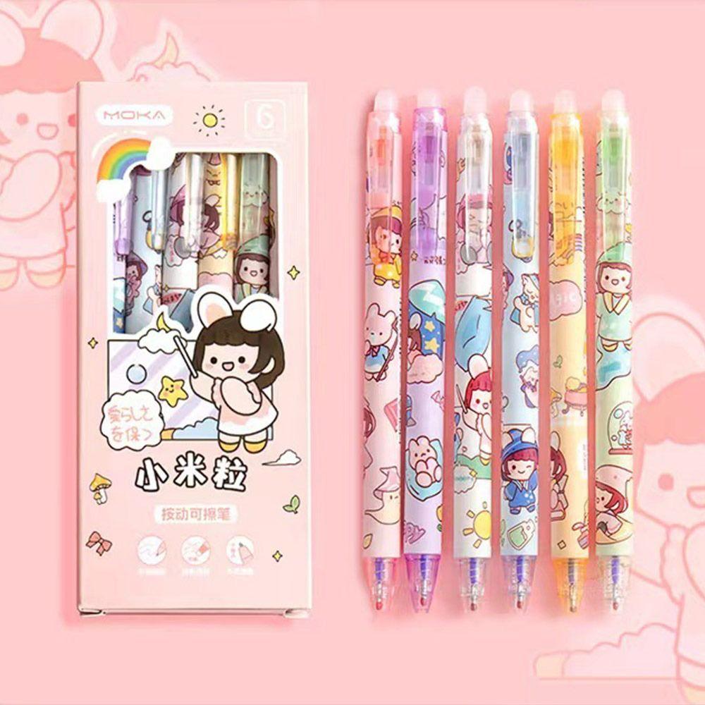 Мультяшная стираемая ручка 0,5 мм для письма, студенческий подарок, шариковая ручка, ручка с нейтральными чернилами, гелевая ручка с черными/синими чернилами