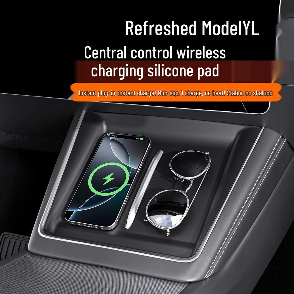 Compatible Silicon Anti-Slip Wireless Charging Pad for Tesla Model Y Central Console
