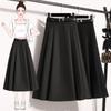 New Autumn and Winter Style Retro High Waist Slim A-line Pleated Skirt Solid Color Mid-length Hip-covering Skirt