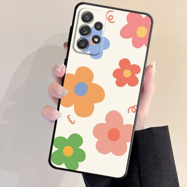 Мягкий чехол-бампер из ТПУ для Samsung Galaxy A53 A23 A71 A31 A51 A22 A13 A32 A21s A72 A33 A52 A14 A73 A52s A11 A12 A91 с цветочным принтом