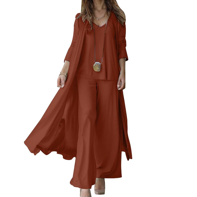 ZANZEA Женский летний костюм, комплект из брюк, майки и кардигана, повседневная одежда