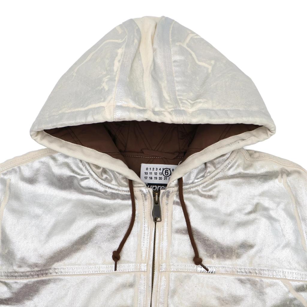 Supreme X MM6 Maison Margiela Рабочая куртка с капюшоном из фольги Натуральный