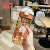 1Pcs Juice Milk Children Drinkware with Lid Straw Sticker Tumbler Cup Portable Water Bottle  Kids