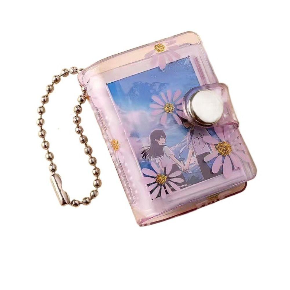 With Buckle Daisy Photo Album Thickened Pocket Keychain Album Mini Card Holder  Birthday Gift
