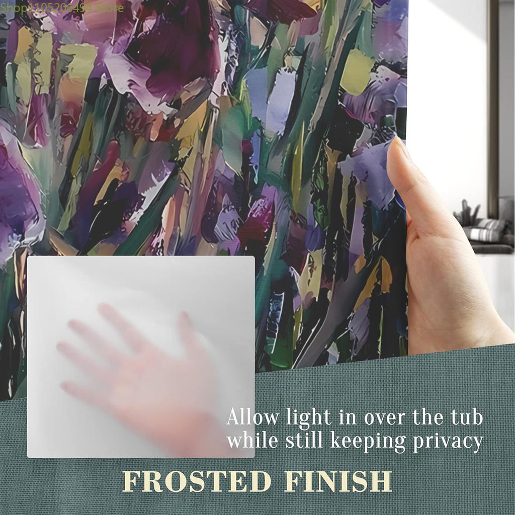 Набор для ванной из 1/3/4 предметов с ярким узором цветка ириса, оживленный цветочный дизайн в насыщенных фиолетовых и белых тонах, с акцентом на