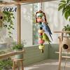 Parrot Beak Grinding Stone Stone, Colorful Beaded Chew Toy with Bell, Birdcage Care Hanging for African Grey Cockatiels Budgies Anxiety And