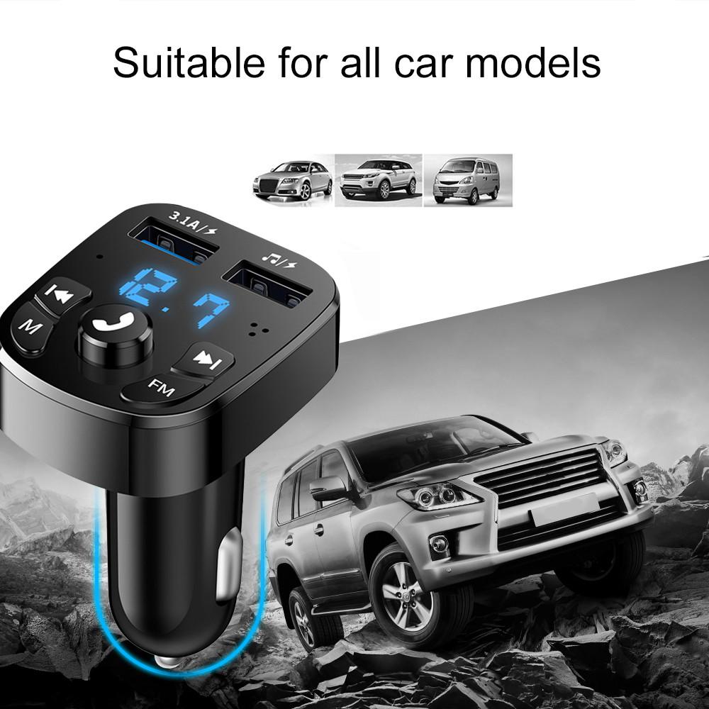 Car Charger Bluetooth 5.0 FM Transmitter Dual USB Fast Charger Handsfree Aux Audio MP3 Player Car Kit