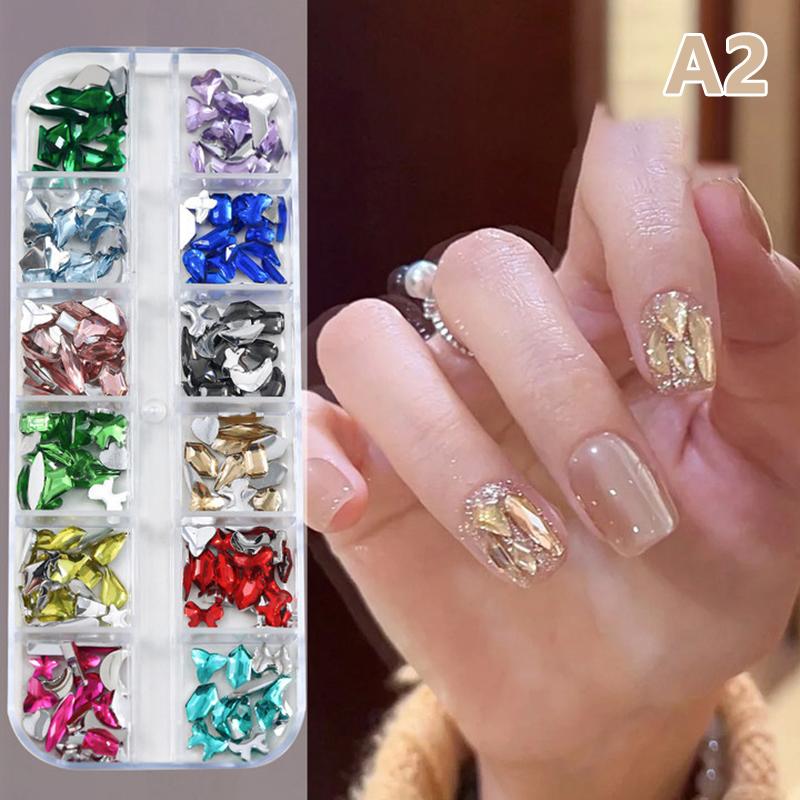 12 Grid Mini Nail Flat Back Beautify Nails Diy Decorative 3D Manicure Nail Art Decorations For Girls