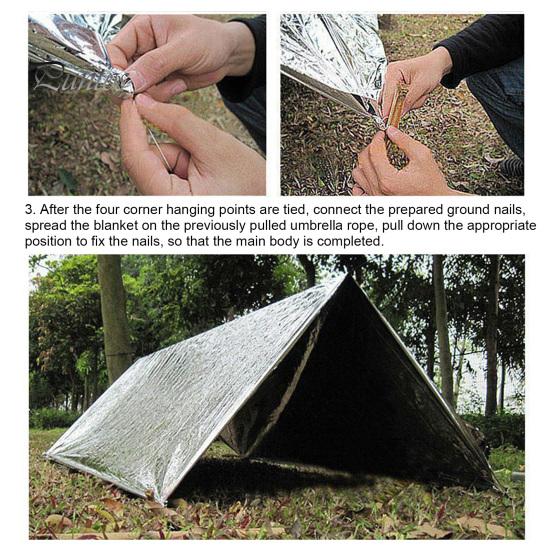 Аварийное тепловое одеяло Портативные водонепроницаемые одеяла для выживания Ветрозащитное влагостойкое одноразовое теплоотражающее снаряжение для выживания на открытом воздухе