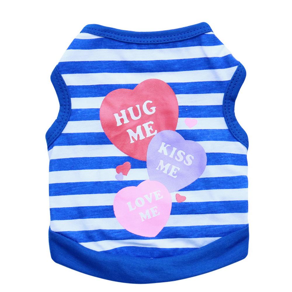 Cute Striped Love Heart Print Eco-Friendly Simple Soft Cotton Dog Vest for Small Dogs & Cats Summer Casual Pet Apparel