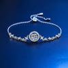S925 Sterling Silver Round Bag Bracelet for Women, Classic Bubble Plated Pt950 Gold One Carat Moissanite Bracelet