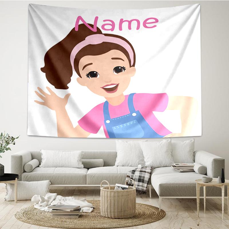 Custom Name Ms. Rachel Print Tapestry, Backdrop, Easy Setup, Ideal for Bedroom, Office & Living Room, with Aesthetic Wall Hanging Decor.