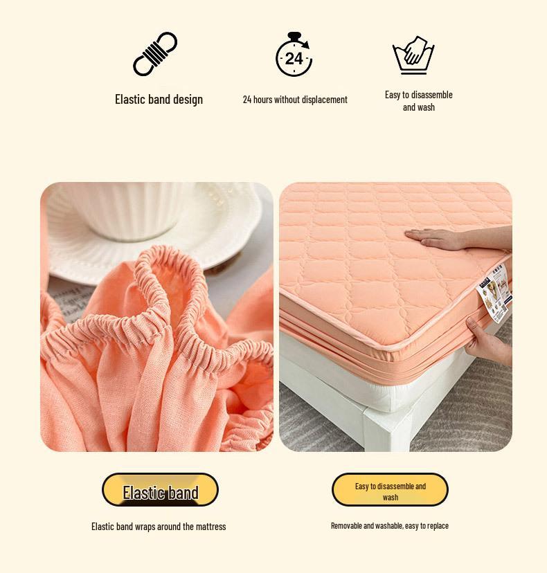 Class A Pure Cotton Quilted Waterproof Non-Slip Antibacterial Fitted Mattress Protector for Hotel and Home Use