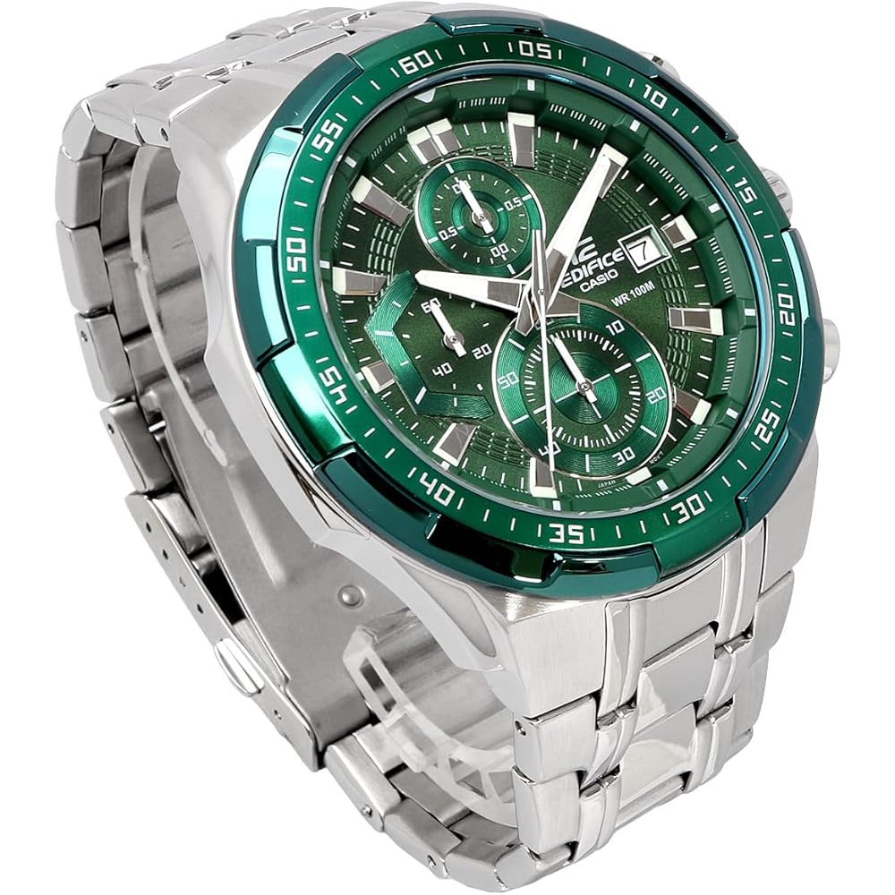 Мужские часы Casio Edifice с хронографом EFR-539DE-3AV Зеленые Нержавеющая сталь Водонепроницаемость 100 м
