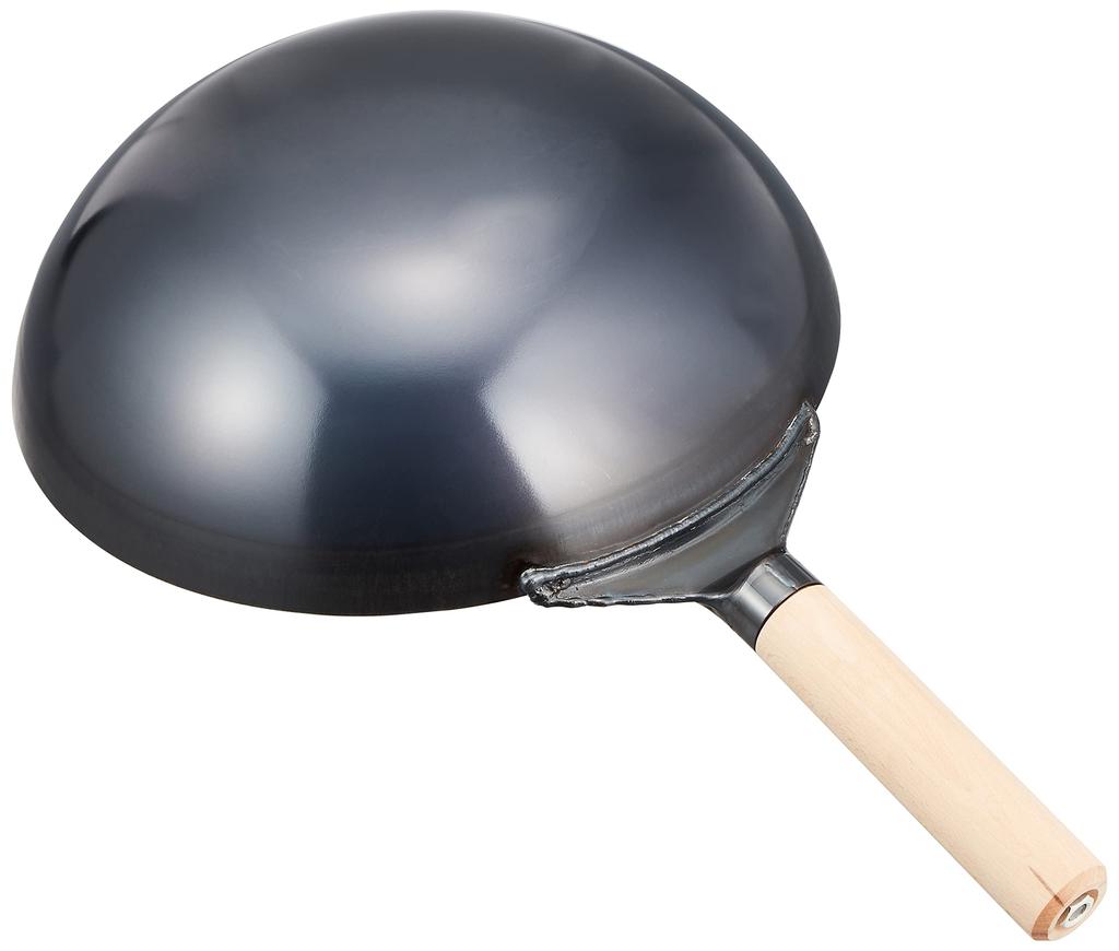 Endo Shoji Commercial Pressed Peking Iron Wooden Made in Japan Wok, 36cm, Body, Handle, (APK12036)