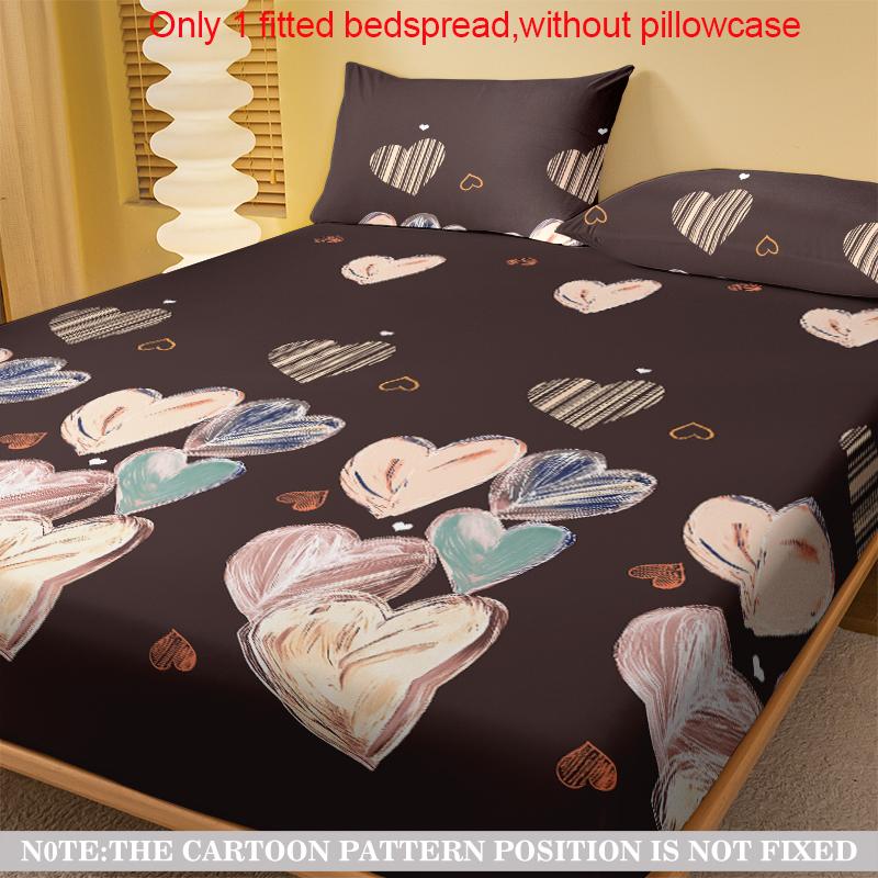 1 простая современная матовая простыня на резинке с геометрическим рисунком в форме сердца, покрывало для кровати с принтом в спальню, постельное белье (Исключая наволочки)