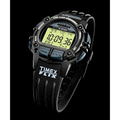 Часы Timex Men's Ironman Flix 100 Wrap 42 мм, черные/черные/цифровой негативный дисплей. , современное
