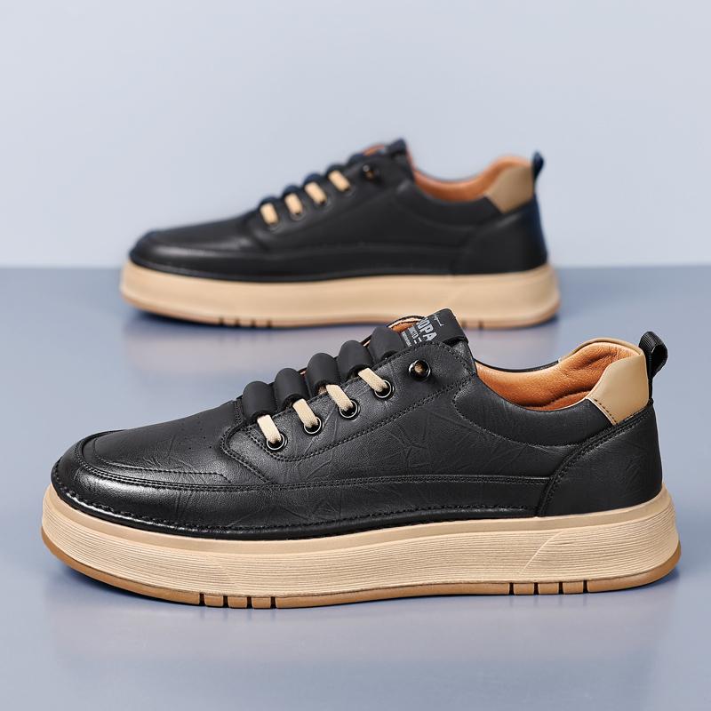 Высококачественные мужские повседневные кожаные туфли с толстым дном из вулканизированной кожи, мода 2024 года, новая дизайнерская обувь ручной работы для отдыха на открытом воздухе, прогулочные туфли на плоской подошве