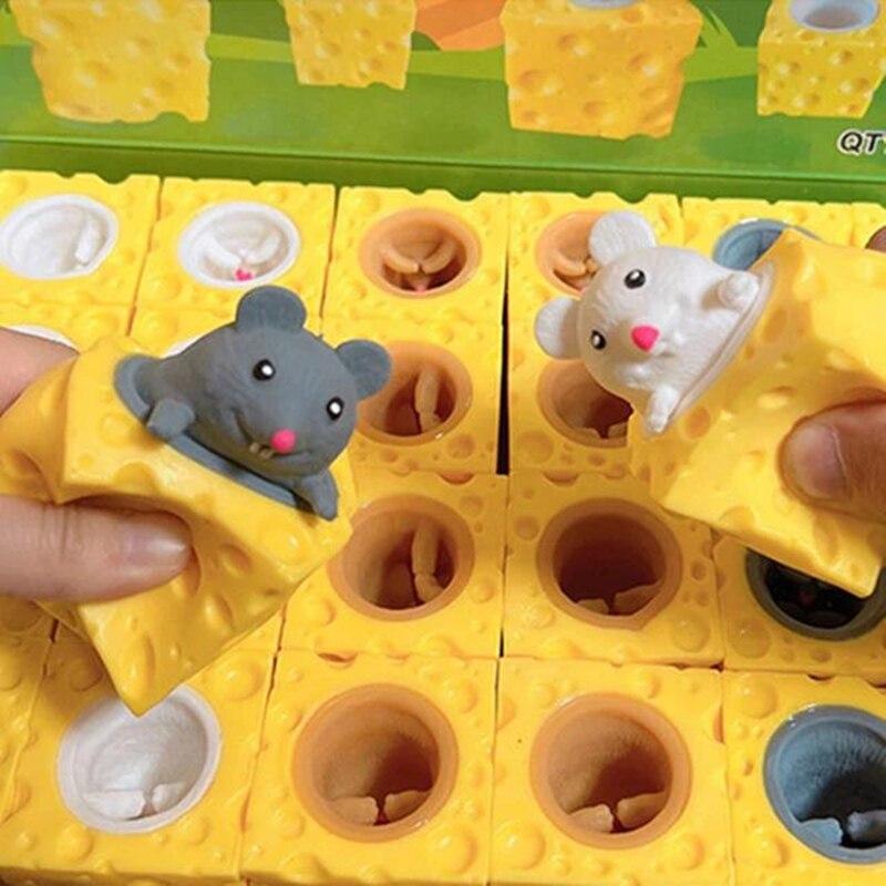 Всплывающая забавная мышь и сырный блок, антистрессовая игрушка, прятки, фигурки, снятие стресса, игрушки для детей и взрослых