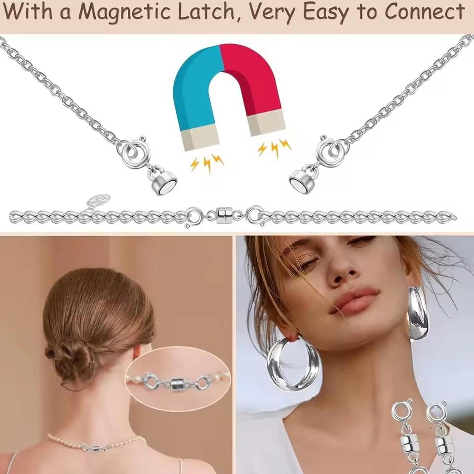 Двойные магнитные застежки для ожерелий, золотистые и серебристые, застежки-конвертеры для ювелирных изделий, удлинители для ожерелий, фурнитура для изготовления ювелирных изделий