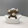 3Pcs Bathroom Highland Cow Figurine Bathing Reading Book Toilet Paper Highland Cattle Resin Statue Sculpture Decoration Ornament Calf Lovers Gifts