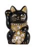 Ювелирные украшения Lucky Cat Кошка-правая рука Lucky Cat Lucky Feng Shui Украшение Коробка для пожертвований, черная (S-РАЗМЕР Черный) Поднятый/Керамический_Lucky (jw_S