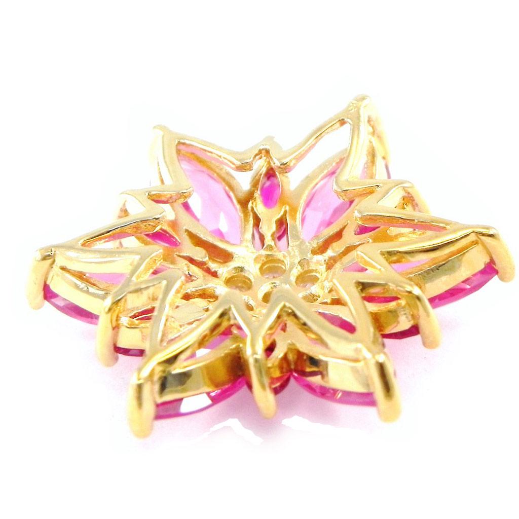Les Trésors De Lily [G7626] - Pink 'Flora' Gold Plated Pendant