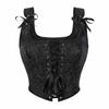 Women Tank Vintage Velvet Corset Square Neck Cross Lace Up Front Jackets Coats Vest