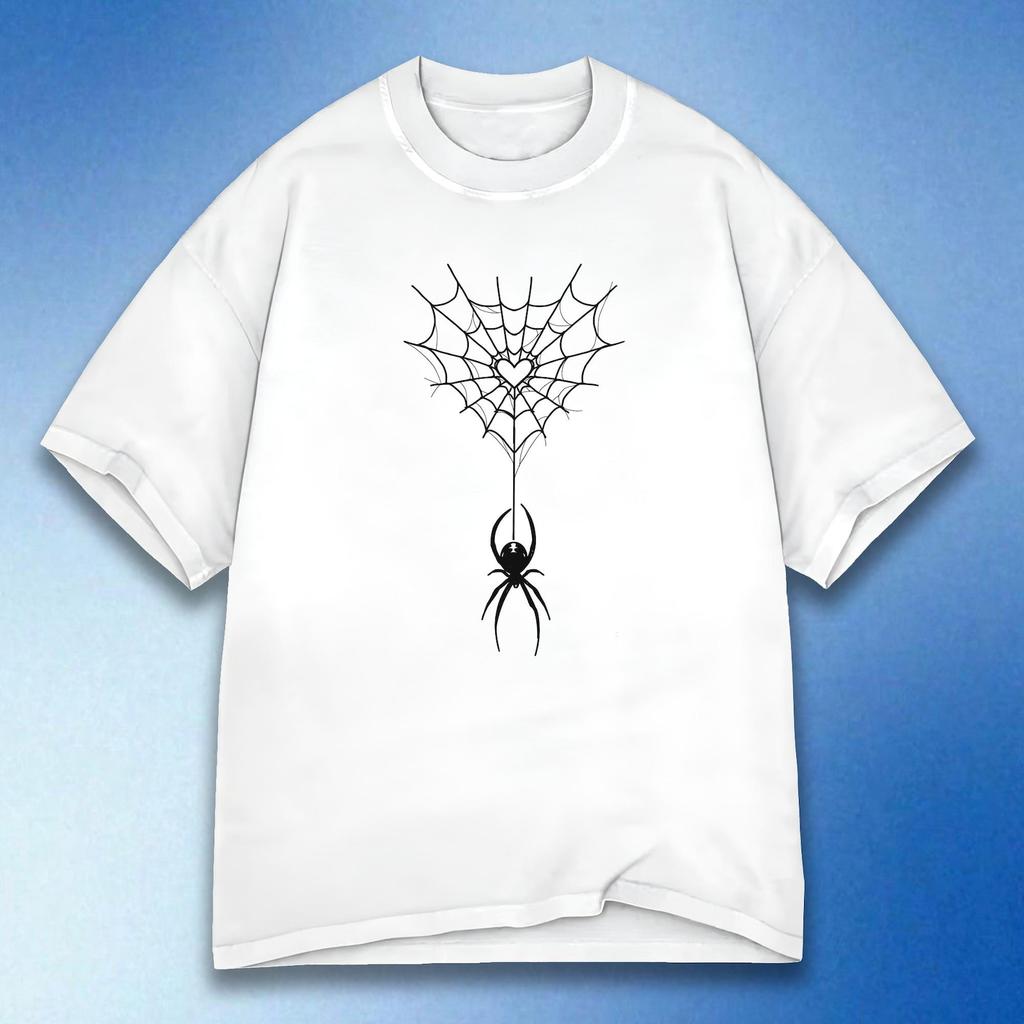 Spider Heart Web T-Shirt and kids shirt, Vintage Y2K Aesthetic Graphic Tee for Women, Edgy Streetwear Shirt and kids shirt, Unisex Top, Comfort Colors