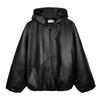 Men's Black Hooded PU Leather Baseball Jacket - Stylish Retro Spring/Autumn Outerwear