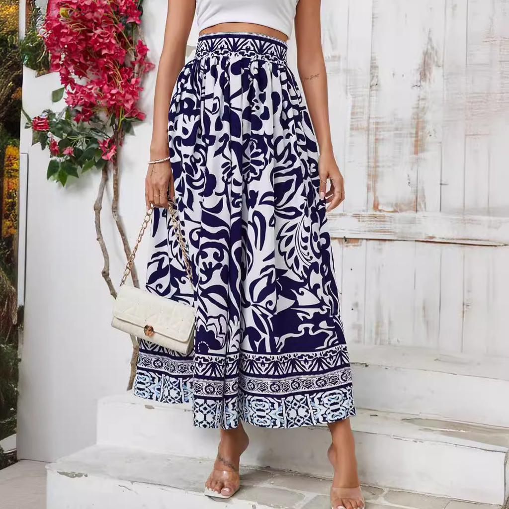 Tooxika, новая полуюбка в этническом стиле с принтом, праздничная повседневная большая распашная длинная юбка