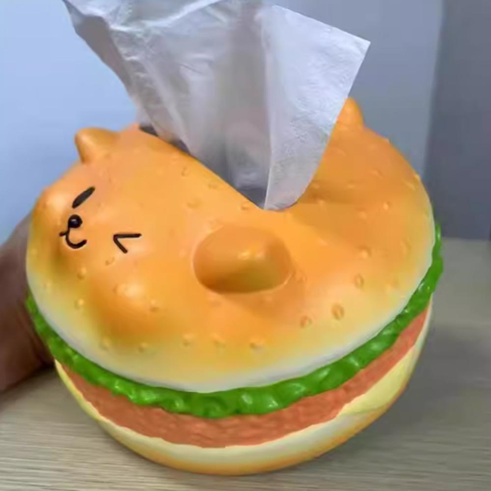Figure Model Burger Dog Tissue Box Decorative Hamburger Fun Tissue Box  Home Decoration