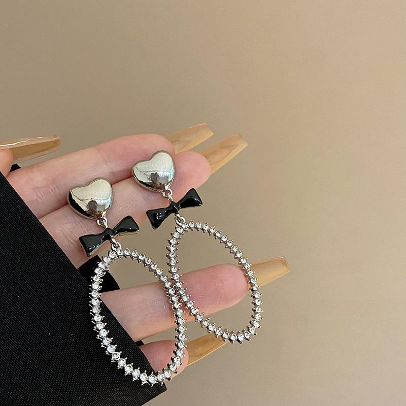 Модный дизайн, преувеличенный темперамент, французские овальные серьги с бантиком и любовью, женские