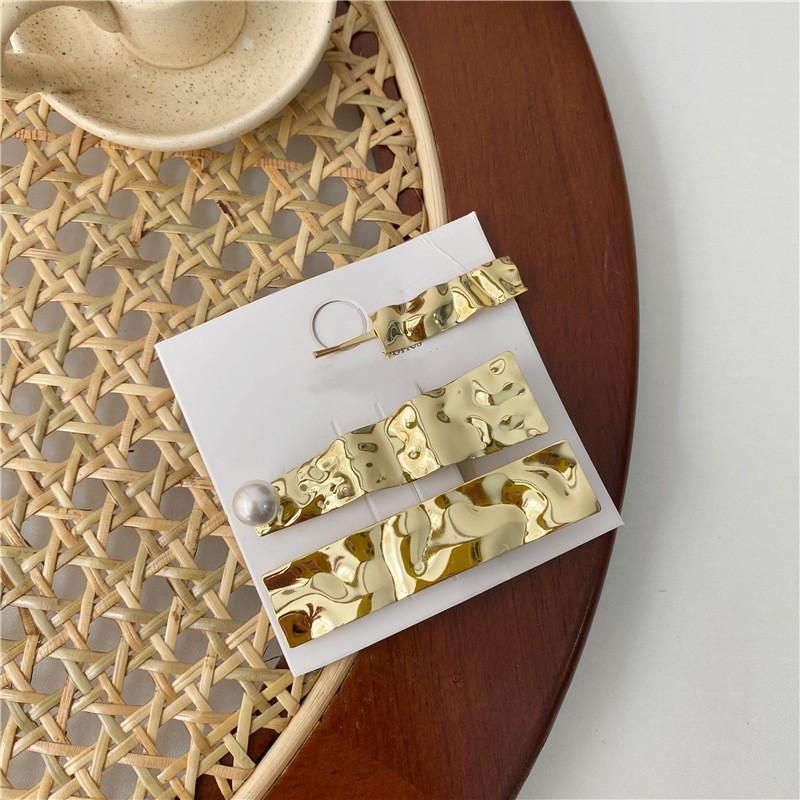 Korea Simple Metal Hairpins for Women Hollow Star Heart Shape Hair Clips Gold Color Hairgrip Hair Accessories