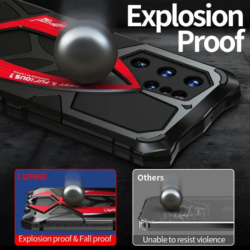 360 Heavy Duty Military Luphie Metal Bumper Armor Hybrid Case для Samsung Galaxy S25 Ultra S24 S23 Full Shockproof Protective Cover