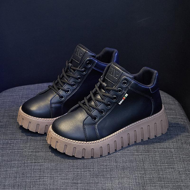 Зимняя новая версия маленьких белых туфель для студентов, повседневные туфли с высоким берцем и толстой подошвой, женские мягкие туфли