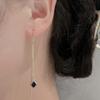 Korean Fashion Long Tassel Drop Earrings For Women Temperament Black Geometric Ear Line Dangle Earrings Girls Party Jewelry