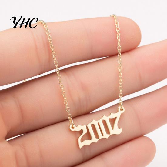 Ожерелье-цепочка из нержавеющей стали с номером года рождения 1980-2019, ювелирные изделия