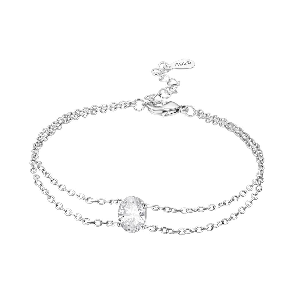 New 925 Silver Rose Gold Double-layer Heart Bracelet Chain Link Women Bracelet Birthday Festival Jewelry Gifts