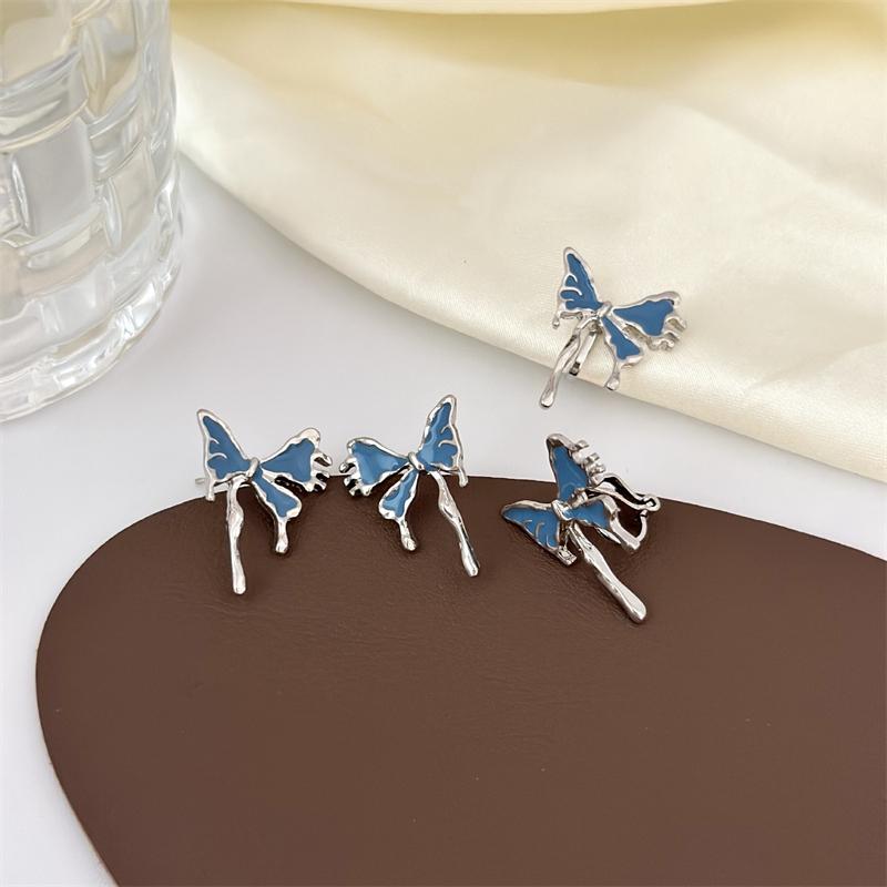 Необычные синие серьги-подвески в виде бабочек для женщин, минималистичный темперамент, модные украшения для вечеринок, серьги для девочек