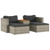 5 Piece Garden Sofa Set with Cushions Grey Poly Rattan & Acacia