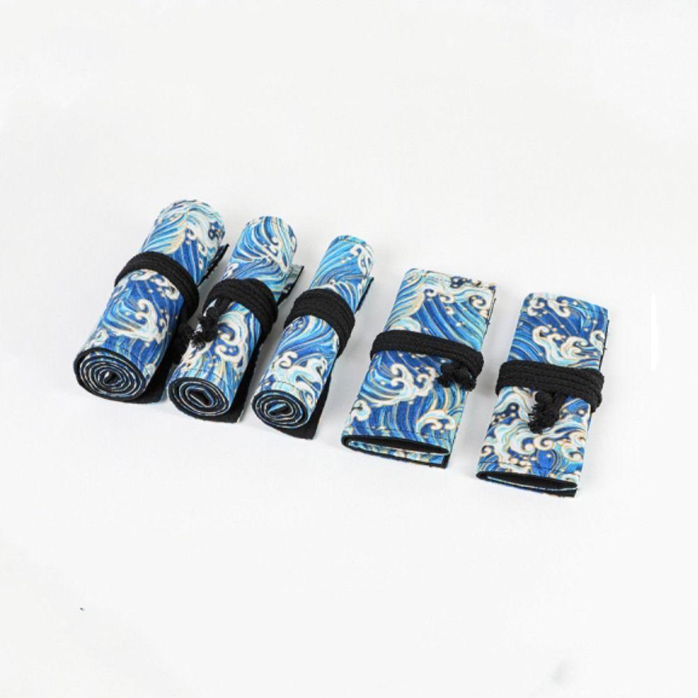 Holes Stationery Roll Up Pen Bag Storage Pouch Pen Curtain Case Pencil Bag Makeup Wrap